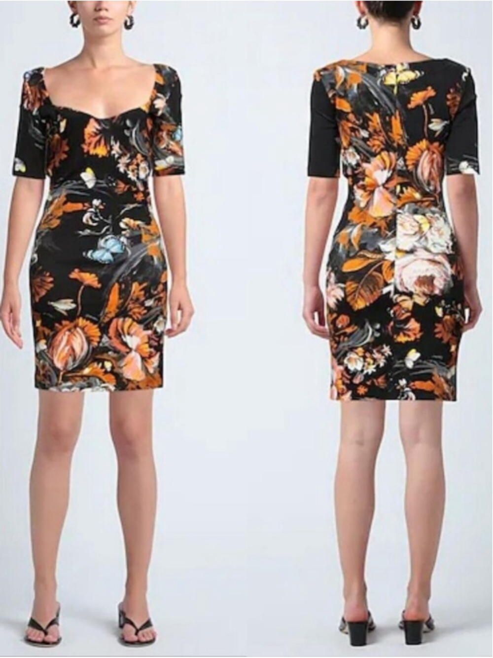 Just Cavalli Sweetheart Pencil Dress in Floral Butterfly Print size 4(40) BNWT